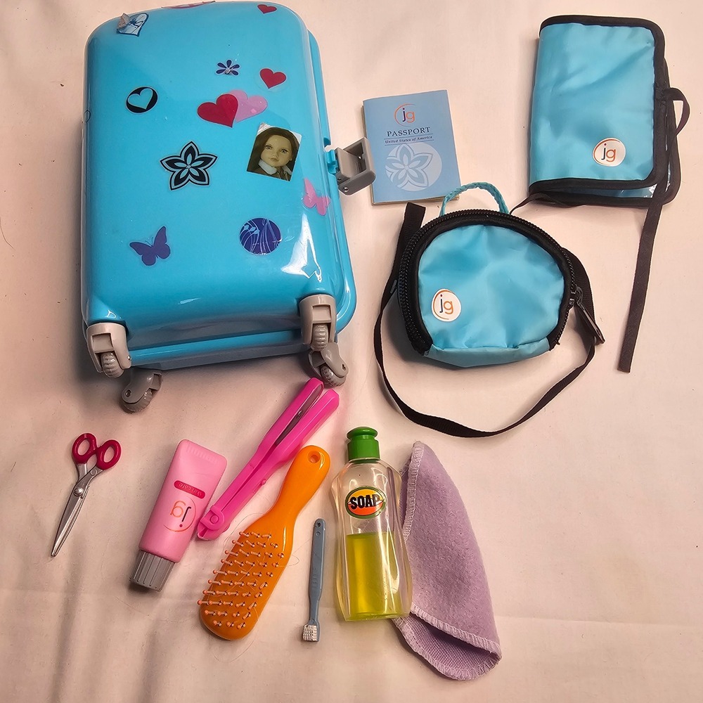Journey Girls 18" Doll Travel Set Rolling Suitcase Bags Passport JG Accessories
